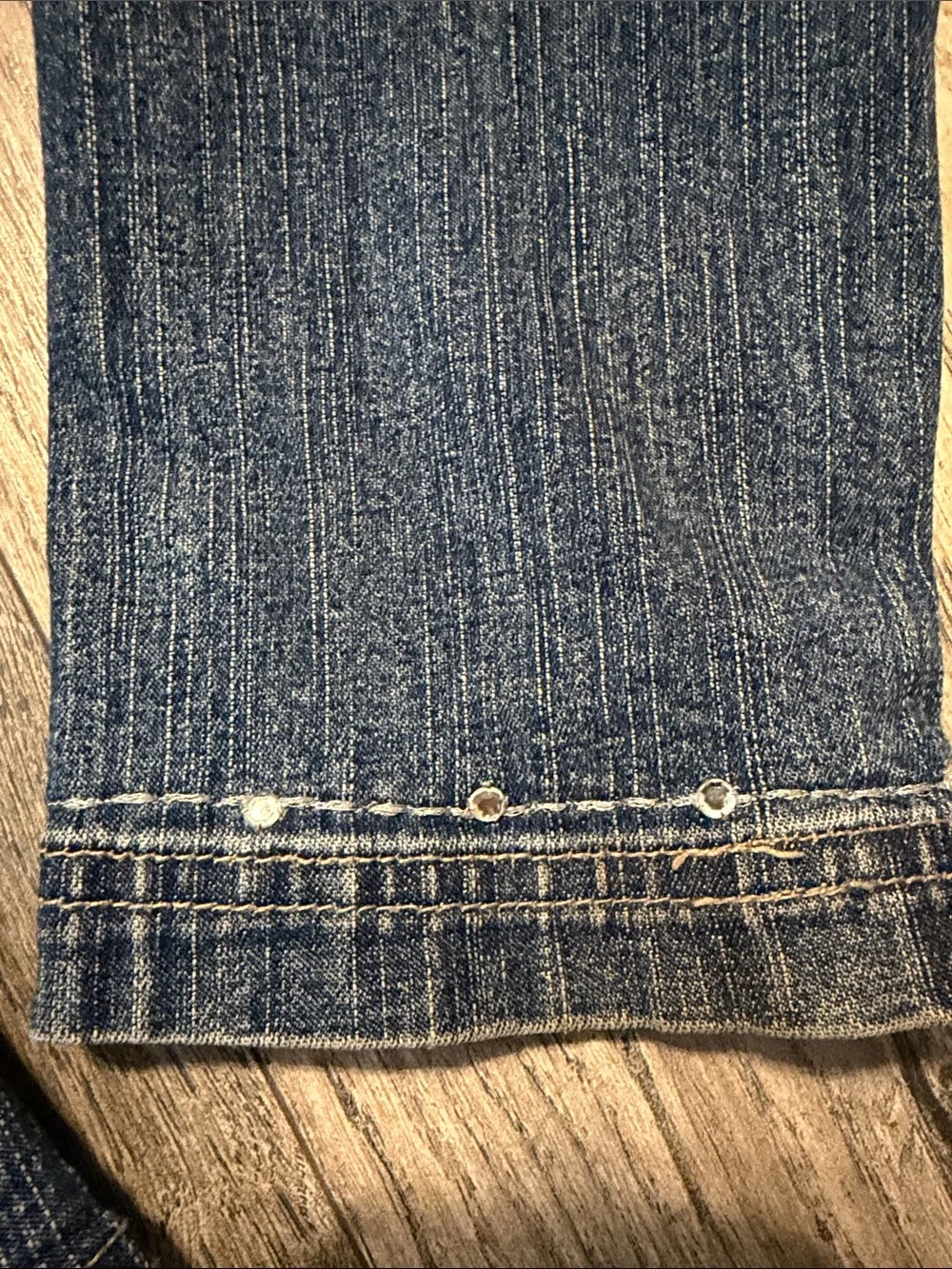 Studio West Dark Blue Denim Jacket with Beaded Pocket Fringe